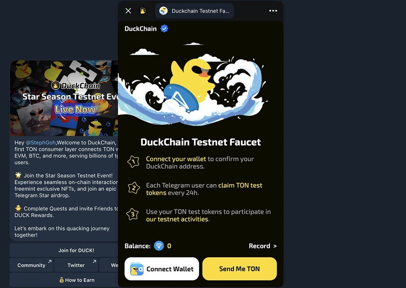 Hướng dẫn cách tham gia DuckChain Airdrop